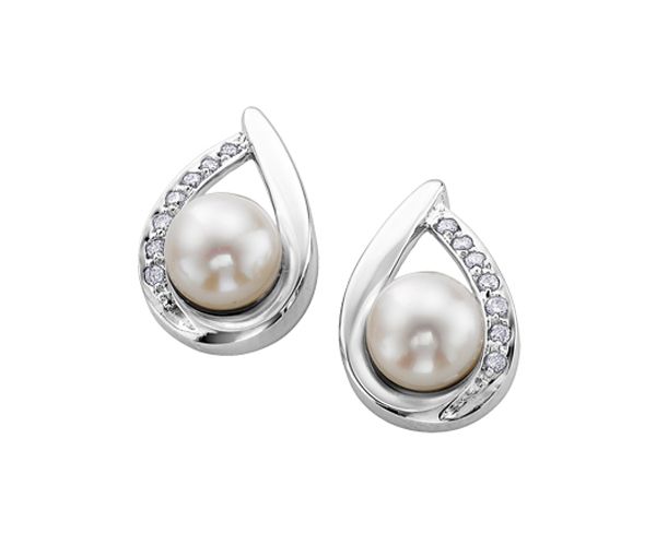 BOUCLE 10K PERLE CULTURE 14=0,06 DIAMANT BOUCLE 10K PERLE CULTURE 14=0,06 DIAMANT